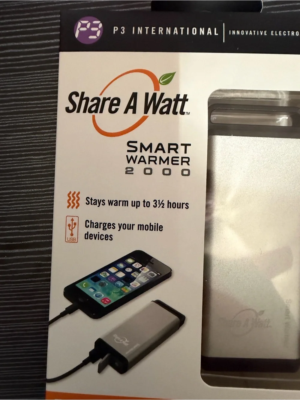Share A Watt Smart Warmer 2000 Portable Hand Warmer & Charger - Silver